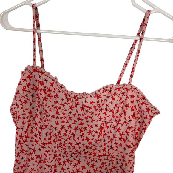 Princess Polly Deniz Red Blush Floral Mini Dress Women's US 6 Smocked back - Picture 7 of 12